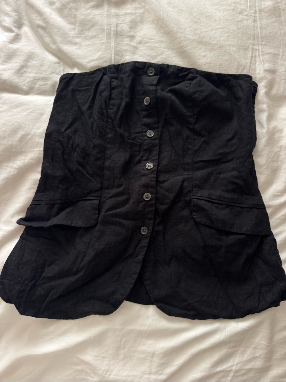 Black Button-Front Women’s Strapless Shirt